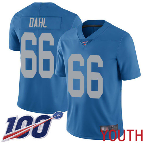 Detroit Lions Limited Blue Youth Joe Dahl Alternate Jersey NFL Football 66 100th Season Vapor Untouchable